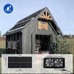 Waterdichte Ventilator op Zonne-energie voor Kippenhok, Schuur of Kas - Dubbele Uitlaat — thumbnail 2