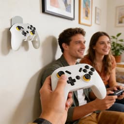 2 stuks vouwhaken, wandhouders met sterke lijm, zonder boren, voor game-controller, hoofdtelefoon en meer, universele wand- en bureauopslag, ruimtebesparend, voor slaapkamer — thumbnail 4