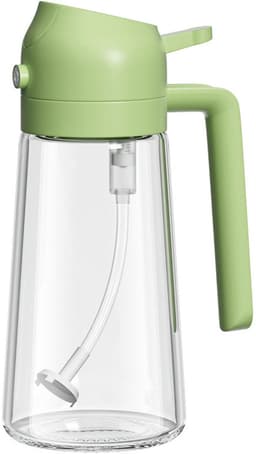 JeiibrZui Glazen Oliespuit - Oliedispenser - 2-In-1 Spreiden En Schenken - 470 Ml - Voor Koken, Airfryer, Barbecueën - Groen — thumbnail 1
