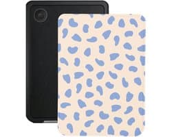Lunso Geschikt voor Kobo Clara BW / Clara Colour hoesje (6 inch) - Vegan Saffiano Leren Sleep Cover - Azure Pebble