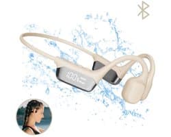 Bone Conduction Headphone - Open Ear Koptelefoon - Bone Conduction Koptelefoon - Sport Oortjes - Koptelefoon Bone - Sport Hoofdtelefoon - Waterdicht - Bluetooth 5.4 - 32GB Geheugen - Geschikt voor elk Apparaat - Beige
