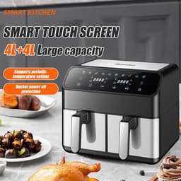 Sensova - Airfryer 8L met Dubbele Lades 2000W – Heteluchtfriteuse met 2×4L Onafhankelijke Manden, 10 Automatische programma’s - LED Touch Bediening - Temperatuur 80–220°C - Vaatwasserbestendig — thumbnail 3