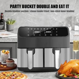 Sensova - Airfryer 8L met Dubbele Lades 2000W – Heteluchtfriteuse met 2×4L Onafhankelijke Manden, 10 Automatische programma’s - LED Touch Bediening - Temperatuur 80–220°C - Vaatwasserbestendig — thumbnail 6