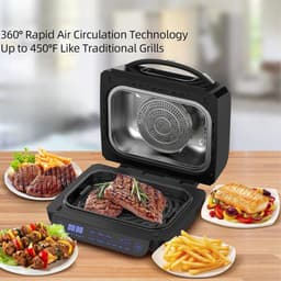 Sensova - 8-in-1 Airfryer Grill 8 Liter met Touchscreen - Elektrische Heteluchtfriteuse en Grill in Één voor Gezond en Rookvrij Koken - 360° Luchtcirculatie - Inclusief Grillrooster, Frituurmand en Kookpan - RVS Behuizing — thumbnail 7