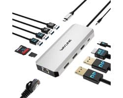 12-in-1 USB-C Dockingstation met Drievoudige Schermondersteuning en 100W Power Delivery