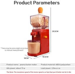 Boterbereider - Pindakaasbereider - Notenmolen - Kleine kookmachine - Thuis 110V/220V 120W Keukenbotermachine - Pinda's, cashewnoten, amandelen, hazelnoten — thumbnail 5