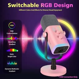 FIFINE AM8 - Gaming Microfoon Dynamische - Podcast Streaming PC PS4 PS5 - Ruisonderdrukking - Touch Mute Knop - USB RGB - Roze — thumbnail 5