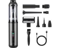 Sander Shop Handstofzuiger, 4-in-1 handstofzuiger accu, 16000 Pa autostofzuiger, sterk, 3 versnellingen mini-stofzuiger voor auto, huis, dierenharen, zwart