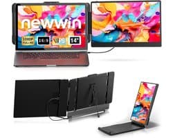 Dubbel Scherm Laptopmonitor 15,6 inch FHD 1080P IPS - Uitbreiding voor Laptops van 13 tot 17,3 inch - Compatibel met Windows, Mac, Chrome en PS5