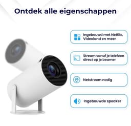 Ultieme Draagbare WiFi 6 Mini Beamer - 200 ANSI Lumen - Projector Streamen - BT 5.0 - Android - Home Cinema — thumbnail 4