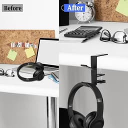 Metalen hoofdtelefoon haak met dubbele haken - Universele hoofdfone standaard van aluminium voor bureau — thumbnail 4