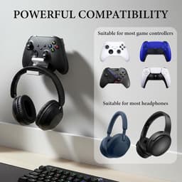 Allecto- Gaming Headset & Controller Muurbeugel - PS5 - Ruimtebesparende Organizer - Zwart - Hoofdtelefoonhouder - Dubbele Gamepad - Geschikt voor PS4/Xbox One/360/PC — thumbnail 3