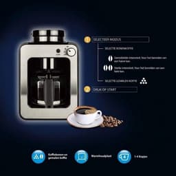 SNJY® Koffiemachine met Bonen - Volautomatische Koffiemachine - Espressomachine - 600 W - Zilver — thumbnail 5