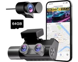 SAVI® Dashcam Voor en Achter - Dashcam - Dashcam Voor Auto - Zwart - 6cm x 12cm x 7cm
