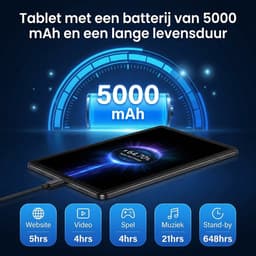 Hotlight 10.1 Inch Tablet - Android 15 Tablet met Toetsenbord - Hoes - Stylus - Muis - 20GB RAM+64GB ROM - 5G Wifi 6 - Bluetooth 5.3 - 5000mAh - Zwart — thumbnail 4