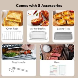 Combinatieoven Airfryer - Heteluchtoven Broodrooster - Veelzijdig Koken - Stoominfusie Technologie - 12 Liter Capaciteit - Roestvrij Staal — thumbnail 2