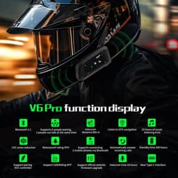 Flolife - V6 PRO+ Motorhelm Intercom Bluetooth Headset – Waterdicht IP67, CVC Ruisonderdrukking, 260U Standby Tijd — thumbnail 5