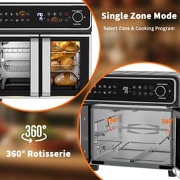 Airfryer 23L XXL – 2400W Heteluchtfriteuse met Dubbele Zone, 12 programma’s, Touchscreen, Receptenboek – Familie Airfryer — thumbnail 5