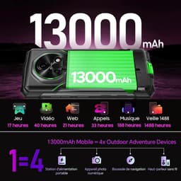 DOOGEE Fire 7 Pro Robuuste smartphone 5G - 32GB RAM - 256GB ROM - 13000mAh 33W - 6,56 inch - IP68/IP69K Outdoor Telefoons - Android 15 - Nachtzicht, Face ID, NFC, GPS, OTG - Zwart — thumbnail 8
