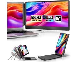 RONN® Professionele Portable Monitor Pro 2024 - Full HD - 13” / 16,5” Tri-Screen - Laptop Scherm Uitbreider - Zwart - ‎36cm x 21cm x 4cm