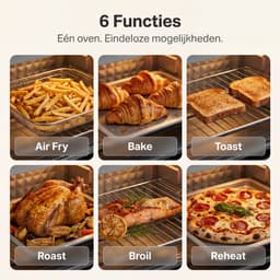 Safecourt 6-in-1 Airfyer oven - 100% PFAS-vrij - 6 programma’s - 80 tot 230 graden - Airfryer, bakken, roosteren, toasten, grillen & opwarmen - Blauw — thumbnail 5