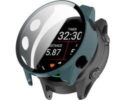 Stravo Hard case hoesje met screen protector glas - geschikt voor Garmin Forerunner 970 - Full Cover Hard Case / Beschermend Hoesje - Groen