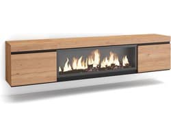 Modern TV-Meubel met Geïntegreerde Elektrische Haard XXL, Laag Dressoir voor Televisies tot 80 inch