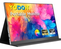 MELVRA Draagbare Monitor - 15.6 inch - Portable Monitor - 1920x1080 FHD - IPS Display - USB-C & Mini HDMI - Ingebouwde Luidsprekers - Inclusief Smart Cover - Laptop MacBook PC PS5 Xbox
