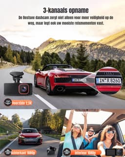 Zyrex® Dual Dashcam - Voor en Achter Camera – Auto Camera Met Nachtzicht – Zwart - 2cm x 11cm x 5cm — thumbnail 4