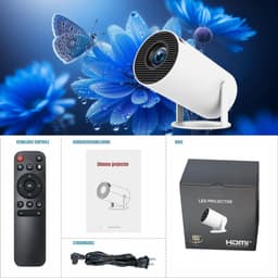 Aura® Draagbare beamer - Beamer - Projector - Mini Beamer - Wit - ‎17cm x 10cm x 17cm — thumbnail 2