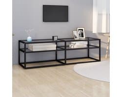 vidaXL Tv Meubilair - Televisie Kast - Tv-meubel 140x40x40,5 cm gehard glas transparant - Glazen Kast - Zwarte Kast - Media Kast