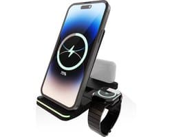 3 in 1 Foldable Wireless Charger geschikt voor Apple iPhone / Apple Watch / AirPods - Oplader draadloos - iPhone Oplader met kabel - USB A naar USB C - Opvouwbaar Docking station - Vouwbaar Oplaadstation - GSM lader Qi station