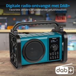 MEDION E66877 DAB+ bouwplaatsradio (robuuste behuizing, spatwaterdicht (IP44), Bluetooth 5.0, PLL FM-radio, LED-werklamp, batterij- en netvoeding) blauw — thumbnail 3