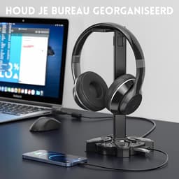 Intelectro Headset Stand / Controller Stand - Upgrade je Gaming Setup met de Ultieme RGB Gaming Koptelefoonhouder! - Verschillende Lichtmodi - Draaibaar - USB Opladen - Eenvoudige Installatie - Multipurpose - Zwart - Levering Sneller dan Aangegeven! — thumbnail 4