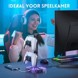 Intelectro Headset Stand / Controller Stand - Upgrade je Gaming Setup met de Ultieme RGB Gaming Koptelefoonhouder! - Verschillende Lichtmodi - Draaibaar - USB Opladen - Eenvoudige Installatie - Multipurpose - Zwart - Levering Sneller dan Aangegeven! — thumbnail 2