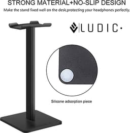 Headset Stand - Headset Houder - Koptelefoon standaard - Koptelefoon Houder - Hoofdtelefoon Houder - Headphone stand - Ludic zwart — thumbnail 5