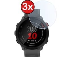 Screenprotector - 3 Stuks - Geschikt voor Garmin Forerunner 55 - Sterk & Shockproof - Tempered Glass - Gehard Glas - Beschermglas Screen Cover - Bescherm Protector voor Smartwatch