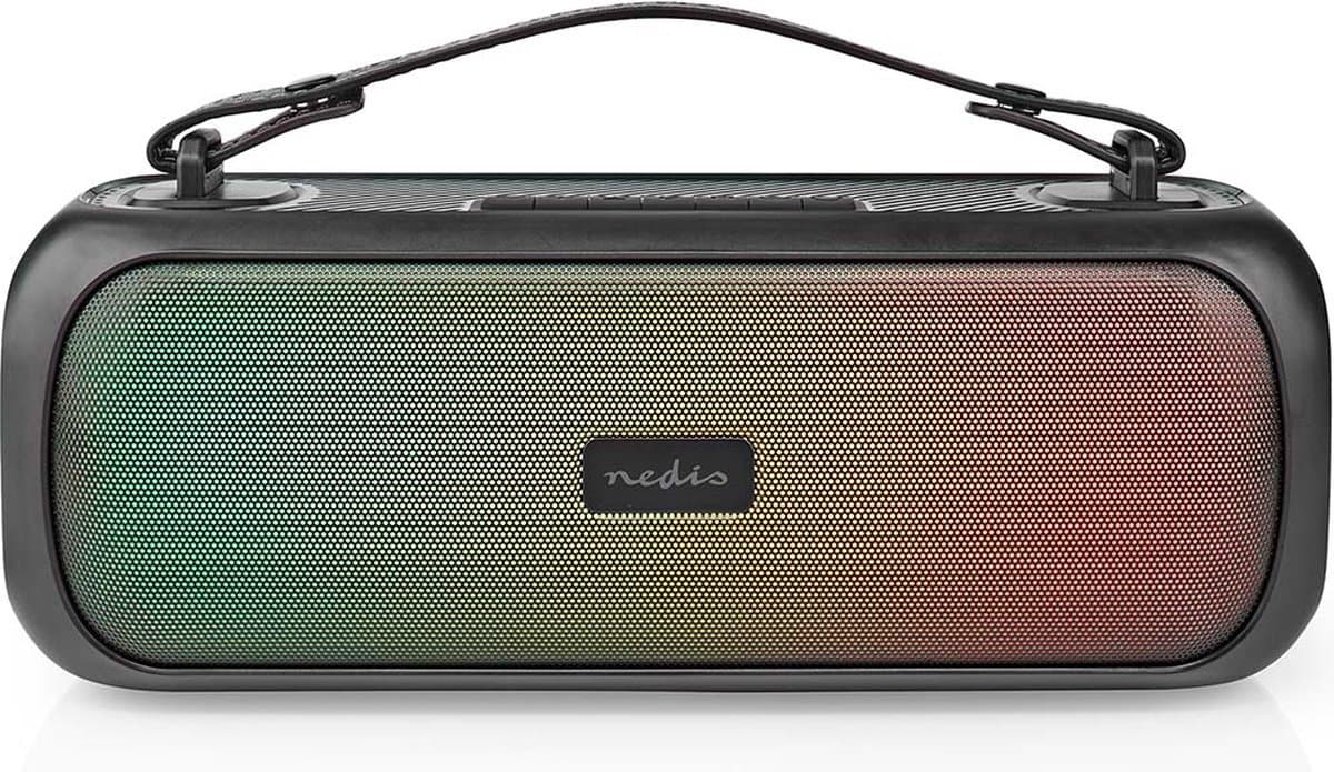 Nedis Bluetooth Party Boombox - 4.5 uur - 2.0 - 45 W - Media afspeelmogelijkheden: AUX / USB - IPX5 - Koppelbaar - Handgreep - Feestverlichting - Zwart — afbeelding 1
