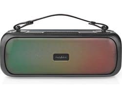 Nedis Bluetooth Party Boombox - 4.5 uur - 2.0 - 45 W - Media afspeelmogelijkheden: AUX / USB - IPX5 - Koppelbaar - Handgreep - Feestverlichting - Zwart