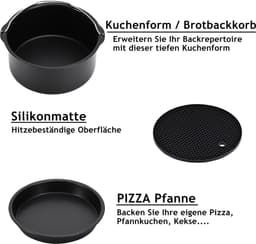 Monzana Heteluchtfriteuse Accessoires Set - 8-delig Metaal – Zwart — thumbnail 5