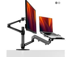 Alberenz® laptop monitor arm zwart met gasveer - Monitor Standaard - Laptop Standaard - Verstelbaar - Laptop Arm zwart - Gasveer