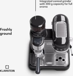 Klarstein Koffiemachine Espresso portafiltermachine met melkopschuimer, 1,4 L retro mini-espressomachine met filterhouder, 1550W koffiezetapparaat klein, melktank, thermoblock, voor cappuccino - 20 Bar - voor Keuken - LED — thumbnail 3