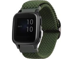 kwmobile nylon bandje voor smartwatch - geschikt voor Garmin Venu Sq 2 Music / Sq 2 / Vivoactive 6 / Vivoactive 5 - 14 - 22 cm - Polsbandje in donkergroen