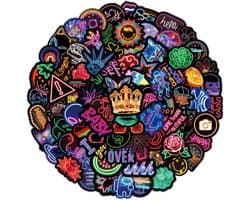 200 stuks coole neon teken vinyl stickers voor kinderen tieners waterdichte waterfles pack laptop telefoon hoesje gitaar skateboard helm fiets auto stickers feestartikelen woondecoratie (200 neon licht stickers)