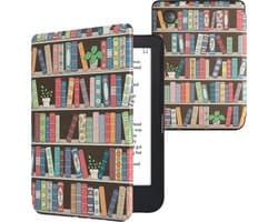 kwmobile e-reader hoesje geschikt voor Kobo Clara 2E hoes - E reader flip case met magnetische sluiting - Ereader cover - Zomerse bibliotheek design in blauw / groen / roze