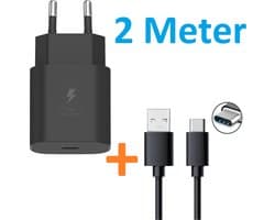 USB Adapter met USB-C Kabel - 2 Meter - Snellader - Quick Charge 25W - Geschikt Voor: joystick / Controller Playstation 5 / PS5 - Type C Oplader