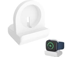 YONO Stand Houder geschikt voor Apple Watch Oplader - Siliconen Dock Standaard – Wit