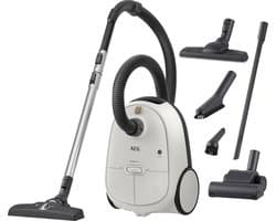 AEG AB61H6SW Allergy 6000 - Stofzuiger met zak - Parketborstel - Dierenhaar - Hepa filtratie - Mini turboborstel - Parketzuigmond - Vacuum cleaner - Alle vloetypen - Wit - 650 watt - Lang snoer 12m bereik - Compact design - 5 extra accessoires
