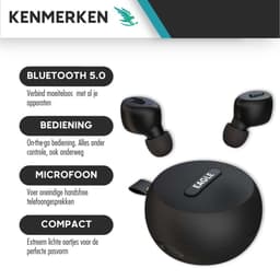 Eagle X12 Wireless Earbuds | Draadloze In-Ear Oordopjes | Zwart — thumbnail 2