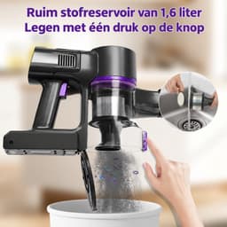 Grenintol Steelstofzuiger Draadloos – 60 Min Accuduur – Steelstofzuiger – 4 stuks HEPA-filters – 65.000 Pa – Stofzuiger zonder zak – 3 Opzetstukken – Slechts 1.6 kg – Voor Tapijten en Harde Vloer – Paars — thumbnail 2